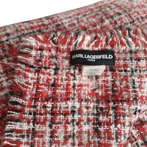 Karl Lagerfeld Paris' Scarf Blanket Woven Textured Tweed with Fringe in …